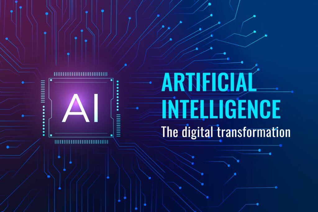 Futuristic AI technology template vector disruptive technology blog banner